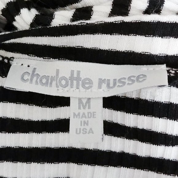 Charlotte Russe Long Maxi Bodycon Dress Black White Striped Juniors Size Medium - Picture 4 of 4